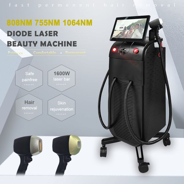 

super 808nm diode laser hair removal machine ice speed depilation 755 808 1064 double tec cooling, Black