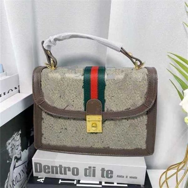 

2023 new luxury bags old flower square trend hand texture double-layer messenger