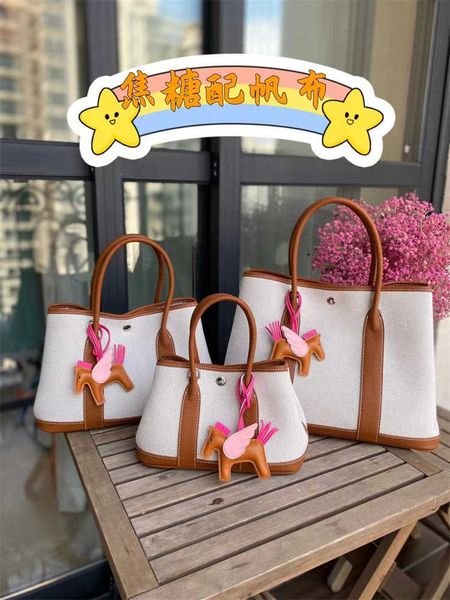 

classic garden party tote bag winter autumn and fashion cowhide women's canvas with leather portable one shoulder oblique span bun moth