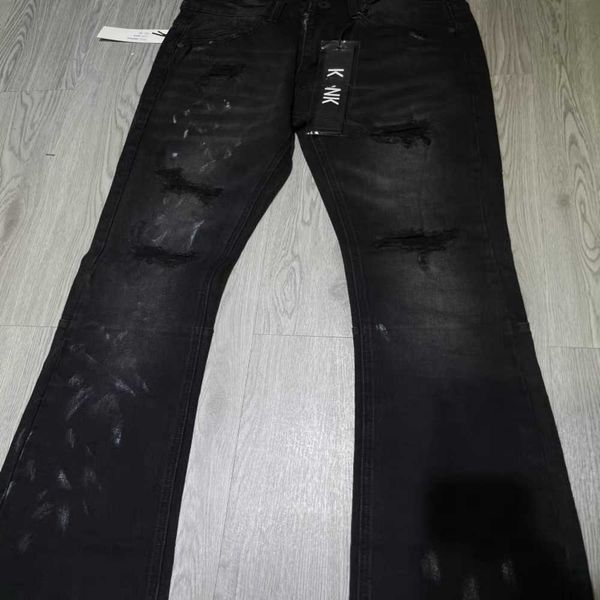 

flared men's jeans bigd kd designer men's splash-ink jeans stretch, Blue
