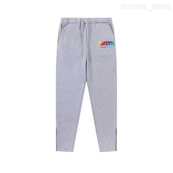 

trapstar rainbow gradient letter tiger head embroidery hooded sweater pants loose casual set 4 28yn, Gray