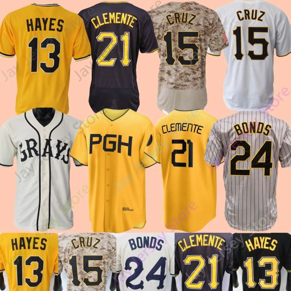 

2023 city connect baseball jersey oneil cruz roberto clemente barry bonds ke'bryan hayes mccutchen reynolds bednar connor marcano suwin, Blue;black