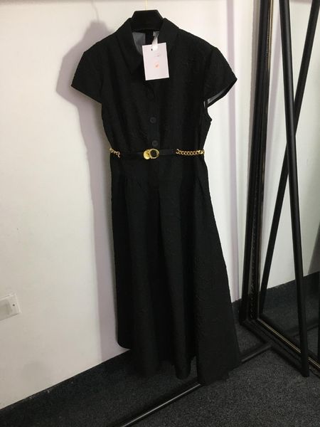 

2023 summer new trendy luxury retro wrinkle embossed metal letter waist chain waistband sweetheart dress, Black;gray