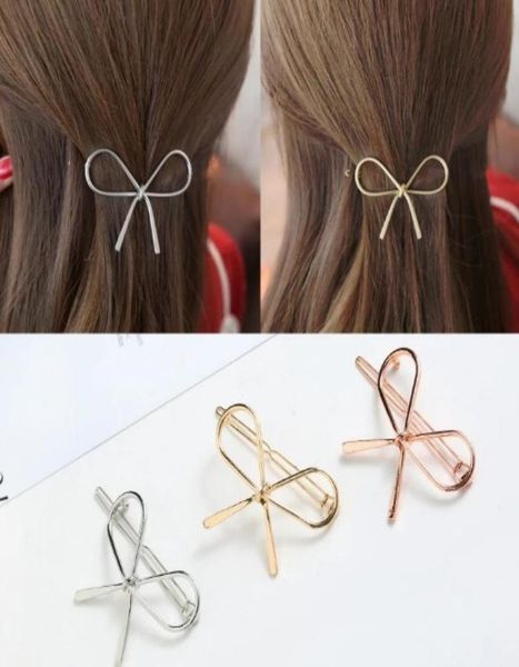 

bowknot hair clips silver gold tone rose gold geometric hollow out womens hair barrettes clip metal hairpin hair clip clamps5579313, Golden;silver