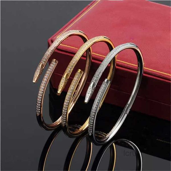 

gold bangle for men nail bracelets designer fashion luxury jewelry silver rose steel creative attractive and women bracelet diamond bangles, Black
