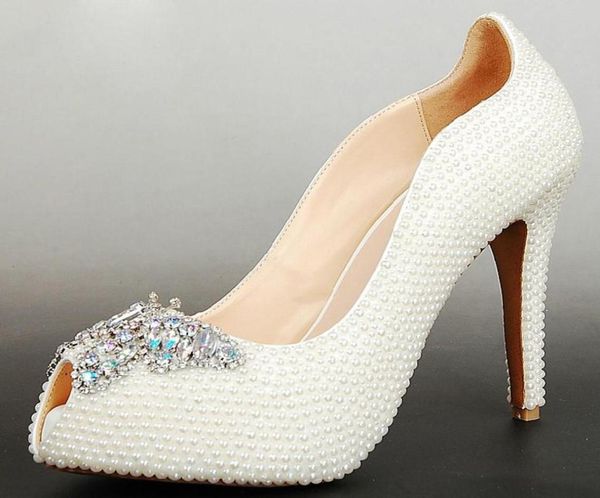 

luxurious elegant wedding bridal shoes rhinestone with imitation pearl super high heel wedding dress shoes woman party prom shoes3719257, Black