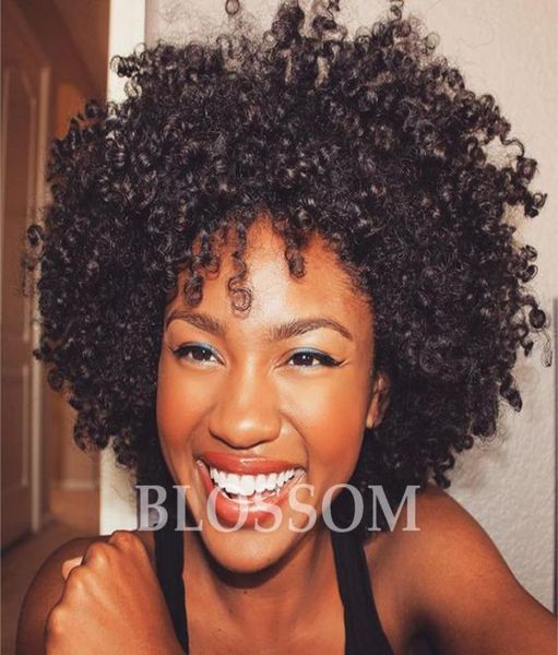 

short kinky curly human hair wigs 100 human hair wig kinky curly human hair wigs for women machine made non lace bob wig7982906, Black;brown