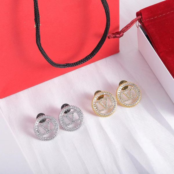 

hoop earrings brass diamond set letter earrings designer for women fashion gorgeous luxury brand celebrity same style new earring jewelry wi, Golden;silver