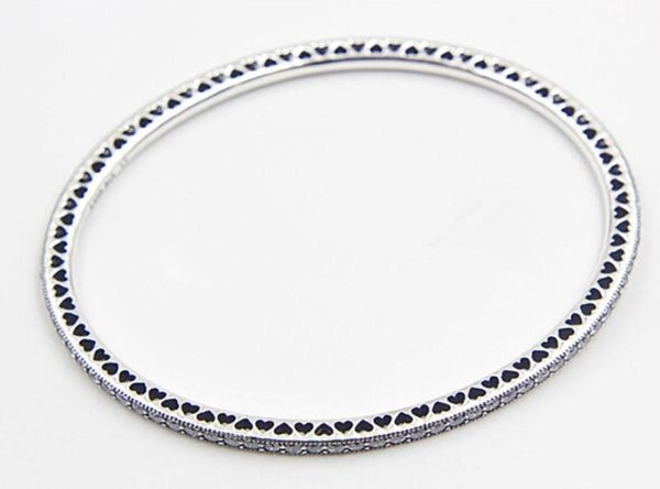 

highquality 925 sterling silver twinkling forever bangle with clear cz barrel clasp for european charms and beads68660168288690, Black