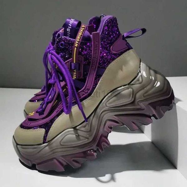 

dress shoes high platform women chunky sneakers breathable pu shoes 2023 ladies wedges casual shoes for woman leather sports dad shoes 8cm, Black