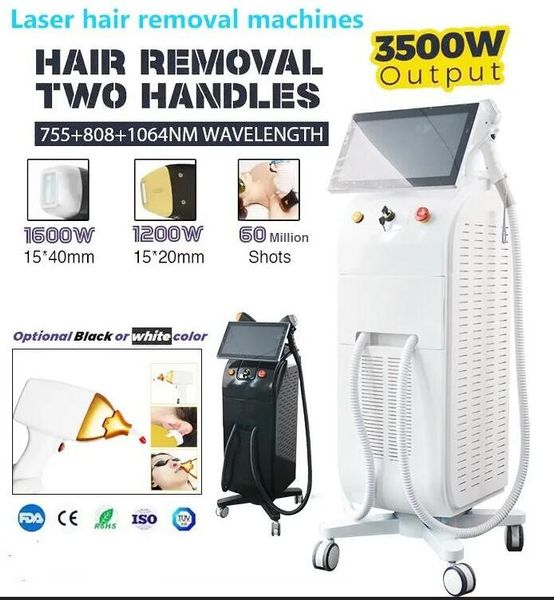 

new 2 handles ice diode laser machine permanent hair removal 755nm 808nm 1064nm titanium ice xl platinum triple wavelength quickly painlessl, Black