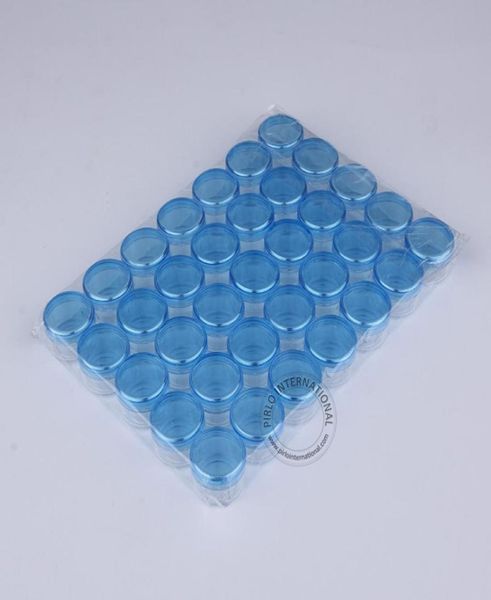 

100 excellent 5g small plastic cream jar 5ml empty ps cosmetic bottle light blue lid powder jars multipurpose mini box 35pcs5893848