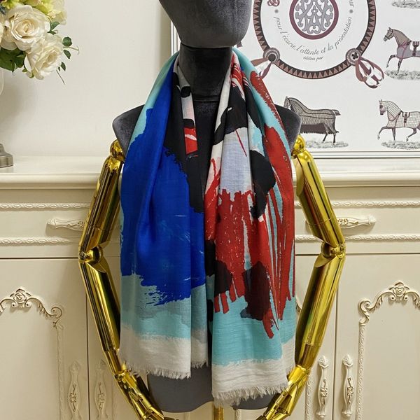 

women's square scarf scarves shawl 100%cashmere material print letters leopard pattern size 130cm - 130cm, Blue;gray