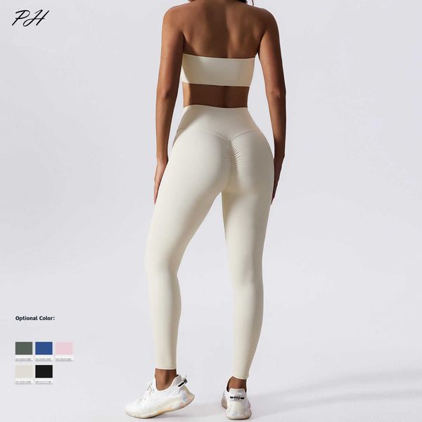 

lulu seamless yoga set women gym clothing sportswear yoga suits for fitness high waist sports leggings strapless bra for women 2 piece