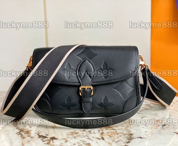 

10a mirror quality designers small diane bags 23cm womens real leather cowhide luxurys handbags embossed letters black purse crossbody shoul