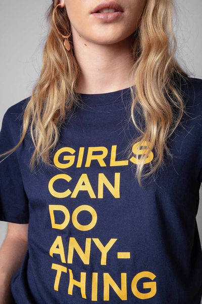 

23ss designer tide t shirts zadig voltaire tee shirt classic letter girls can do anying printed short sleeve t-shirtt shirt classic fashion, White