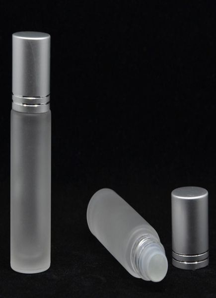 

500pcs 10ml roll on perfume bottle frosted essential oil vials with roller ball and silver cap9727884