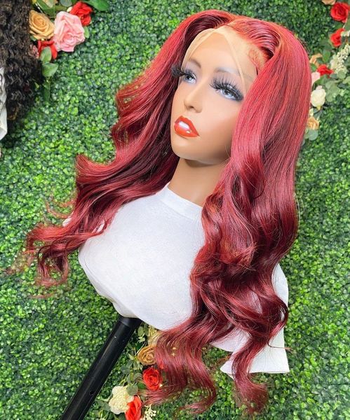 

red virgin human hair body wave full lace frontal wig brazilian hair indian hair malaysian hair peruvian hair burmese hair, Black;brown