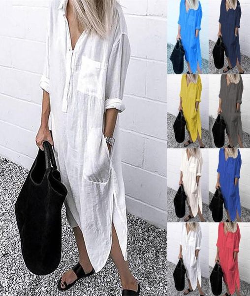 

casual dresses woman long shirt dress cotton korean clothing white boho beach big maxi blue summer 2023 autumn oversized pure6712360, Black;gray