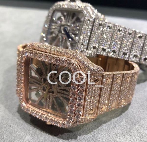 

luxury mens watch for men designer movement watches diamond moissanite watch montre iced out watch automatic men's montre luxe mens lux, Slivery;brown