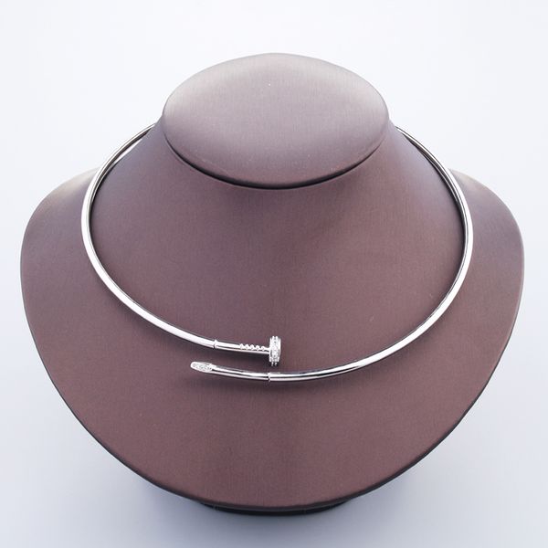 

new luxury gold sliver wide nail choker pendants necklaces for women silver set ring attractive designer jewelry party christmas wedding gif, Golden;silver