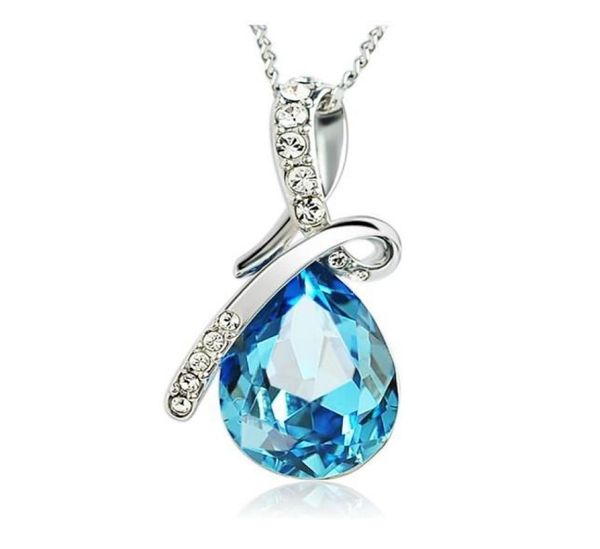 

925 sterling silver plated blue crystal gemstone amethyst heart pendant necklaces5630626