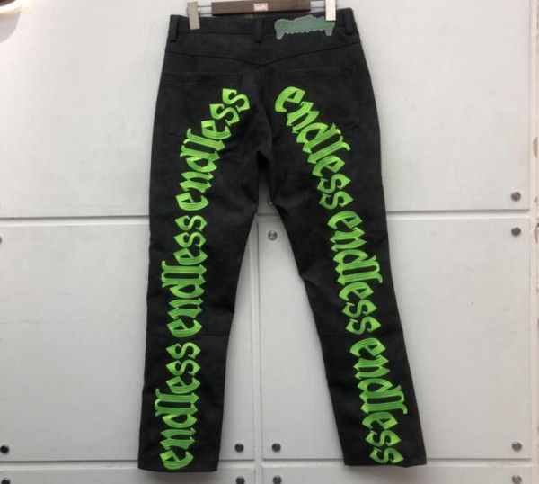 

embroidered leather cargo pants men women quality joggers sweatpants trousers4449859, Black