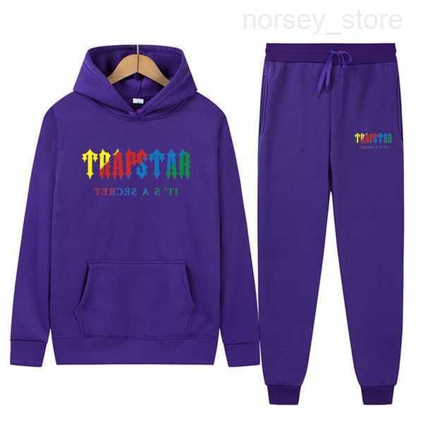 

tracksuit trapstar printed sportswear men's t shirts 16 colors warm two pieces set loose hoodie sweatshirt pants jogging 220615 2 imiq, Gray