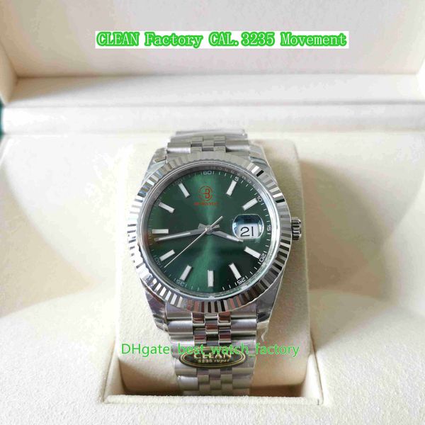 

clean factory mens watch cf 41mm 126334 president mint green dial luminova watches jubilee bracelet cal.3235 movement mechanical automatic m, Slivery;brown