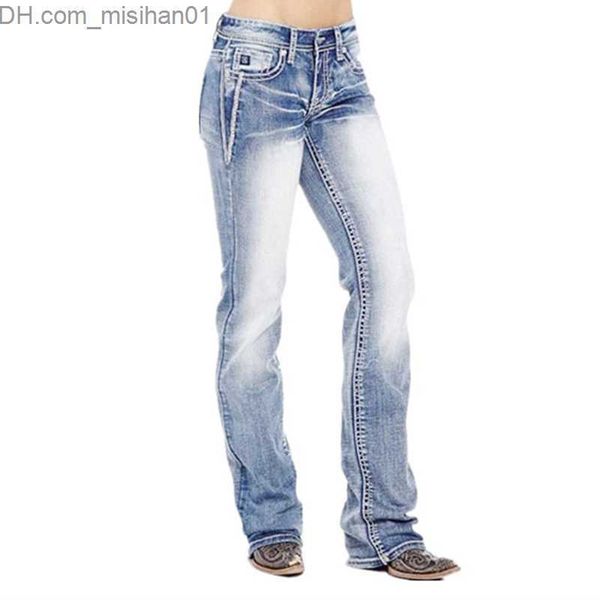 

women's jeans flag of the united states elastic washing boots cut jeans suitable for women high waist vintage pants z230731, Blue