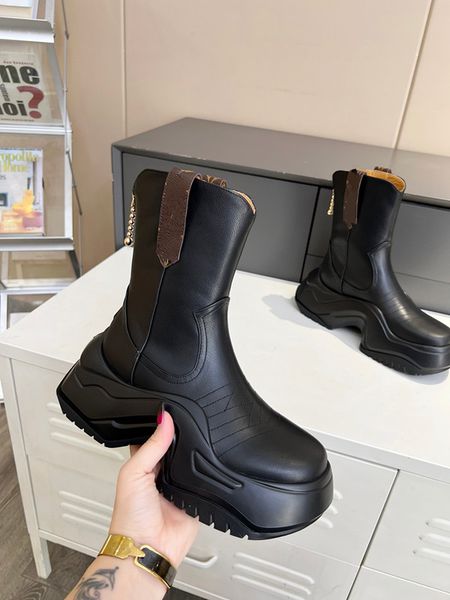 

designer boots women platform boot silhouette ankle martin booties real leather classic lace up brand casual outside 0725, Black