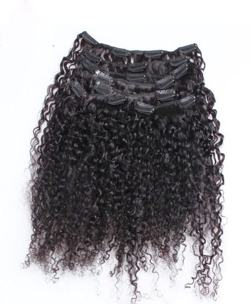 

kinky curly clip in hair extensions african american clip in human hair extensions 100g mongolian afro kinky curly clip ins hair2434088, Black;brown