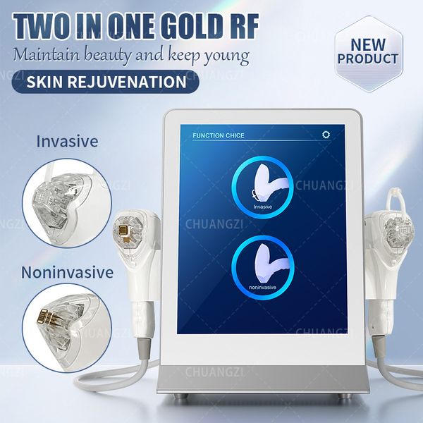 

2 in 1 fractional rf microneedle machine gold micro needle beauty device radio frequency skin tightening face lifting anti acne