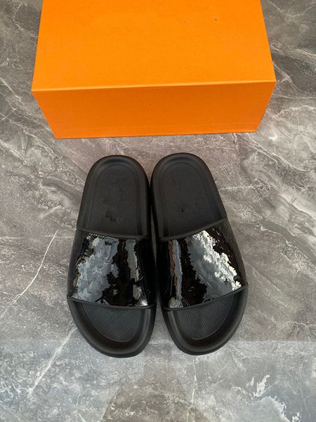 

luxury orans slides designer sandals with box womens summer beach slippers genuine leather flat slide party wedding flip flops sandal women, Black