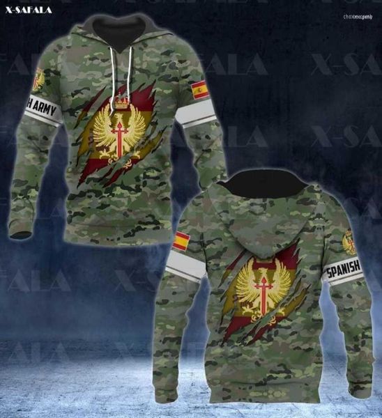 

men039s hoodies sweatshirts spanish army camo veteran eagle military 3d print zipper hoodie man female pullover sweatshirt ho794442052112, Black