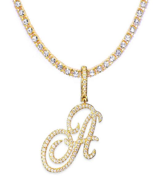 

hovanci facy dign hippop jewelry sier and gold plated letter initial diamond necklace with zircon6959404, Silver
