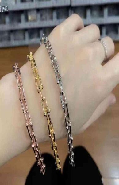 

tf selling chain bracelet luxury designers family korean version simple joint bracelet necklace couple star same titanium steel si5415675, Black