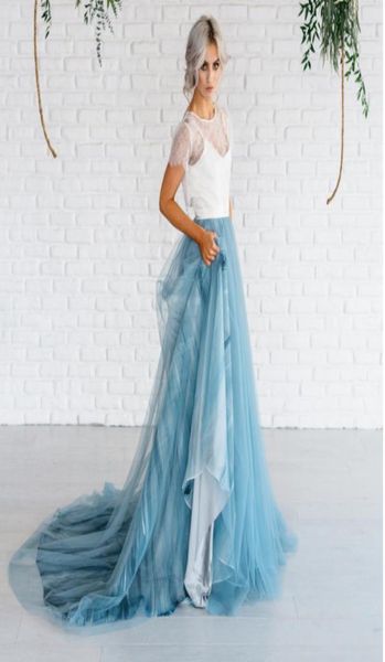

skirts dusty blue long bridal tulle for pography romantic soft skirt women with train 150 cm of back custom made1978782, Black