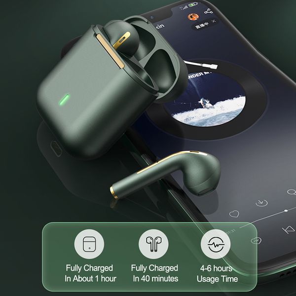 J18 TWS Earbuds True Wireless Earphone ENC Noise Cancelling Bluetooth Headset HD Business Headphone In-Ear Handsfree With Mic for Iphone