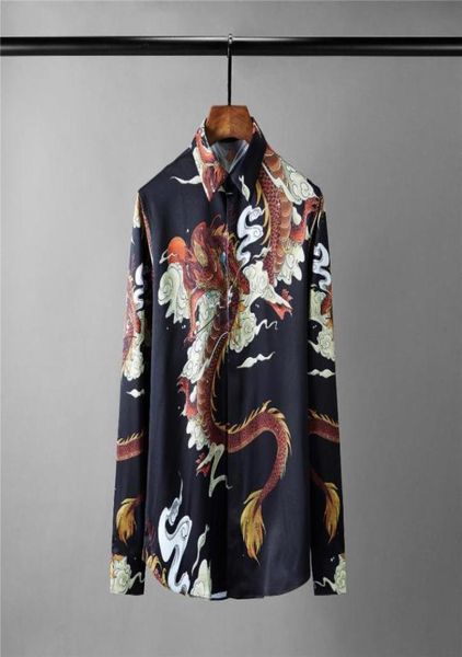 

men039s casual shirts all printed mens luxury china red dragon long sleeve dress plus size 4xl slim fit male3581013, White;black