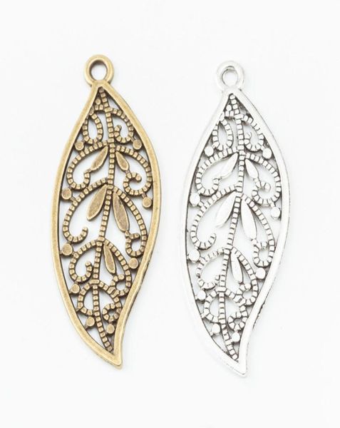 

50pcs 4317mm antique silver color leaf charms vintage bronze leaf pendants for bracelet earring necklace diy jewelry making6658838, Bronze;silver