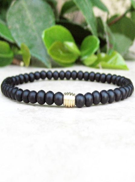 

mg0737 slim 4mm polished black onyx bracelet womens mens calming mala stress bracelet healing yoga strength bracelet1802535