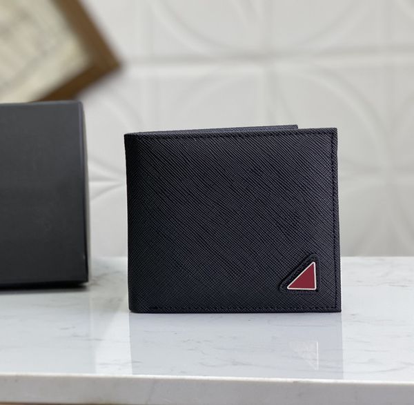 

mens designer wallets luxurys triangle mark purses high-quality famous stylist card holder fashion silver metal letters male short clutch wi, Red;black