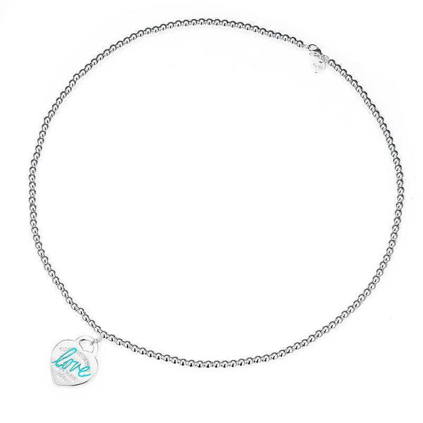 

brand original tiffay necklace women's long thick chain fashion high jewelry heart-shaped pendant with logo, Silver