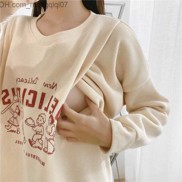 

maternity dresses microfiber round neck fashion mother wears sweater figured winter women's hoodie maternity clothes 9212 z230728, White