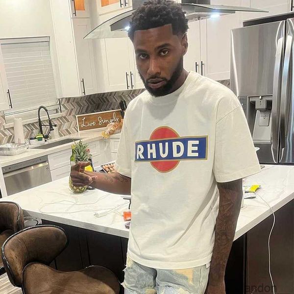 

designer fashion clothing tees hip hop tshirts american trendy brand rhude men women's couples loose high street loose t-shirt summer h, White;black