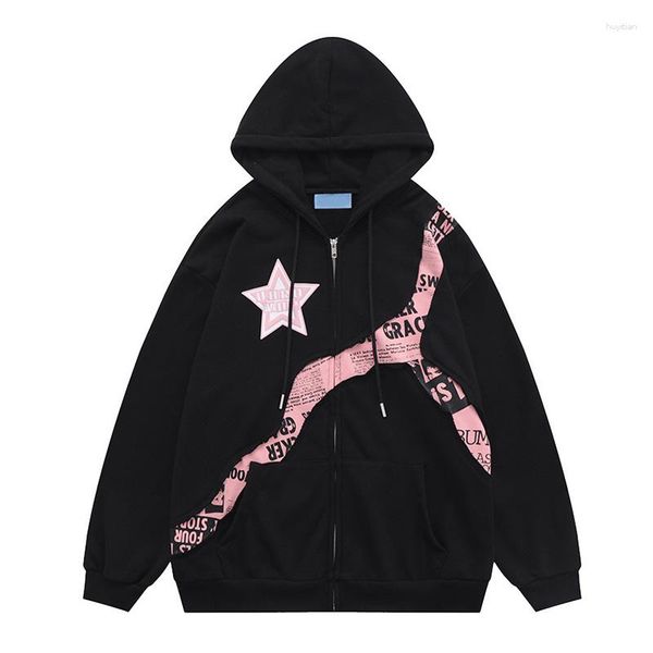 

men's hoodies vintage irregular hip hop sweatshirts harakuju patchwork loose pullover for male oversized, Black