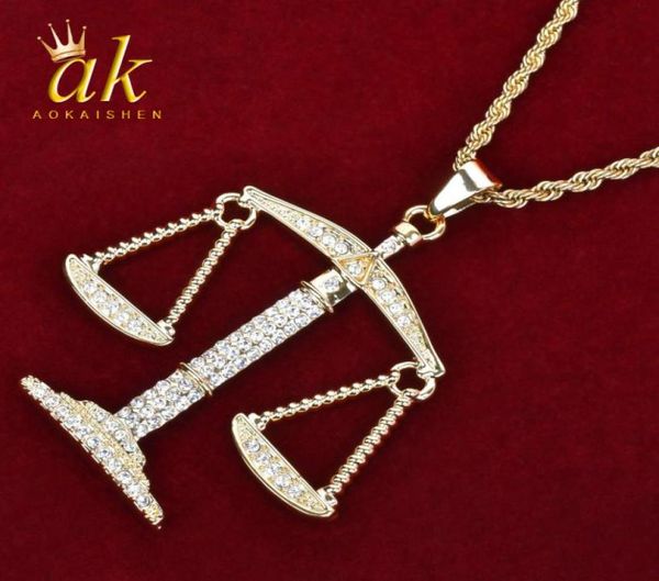 

balance libra scale pendant bling rhinestone crystal men hip hop necklace punk jewelry street rock5130827, Silver