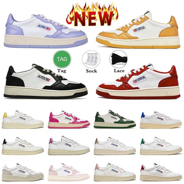 

autry medalist action designer shoes womens shoe autries medalist leather suede low platform sneakers usa upper two-tone pink golden panda l, Black