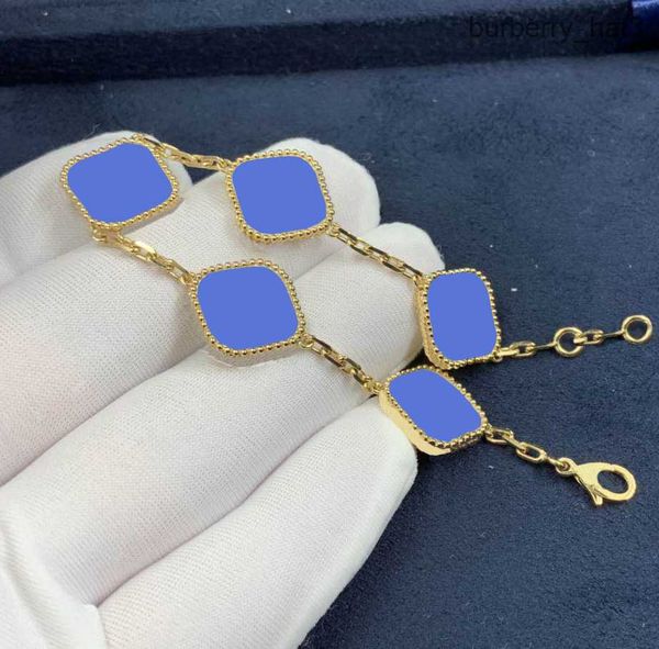 

11 colors fashion classic 4/four leaf clover charm bracelets bangle chain 18k gold agate shell mother-of-pearl for women girl wedding mother, Black
